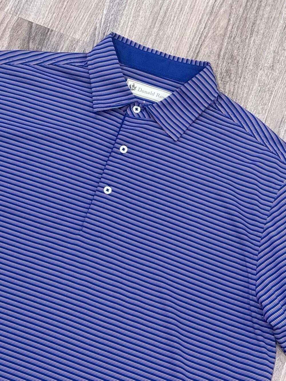 Donald Ross Polo Shirt Size L Blue Multi-Stripe Performance Golf